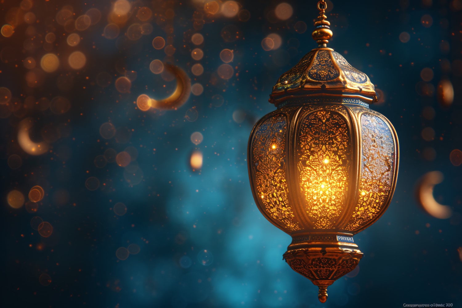 Ramadan Kareem greeting Banner design with Golden colors lantern