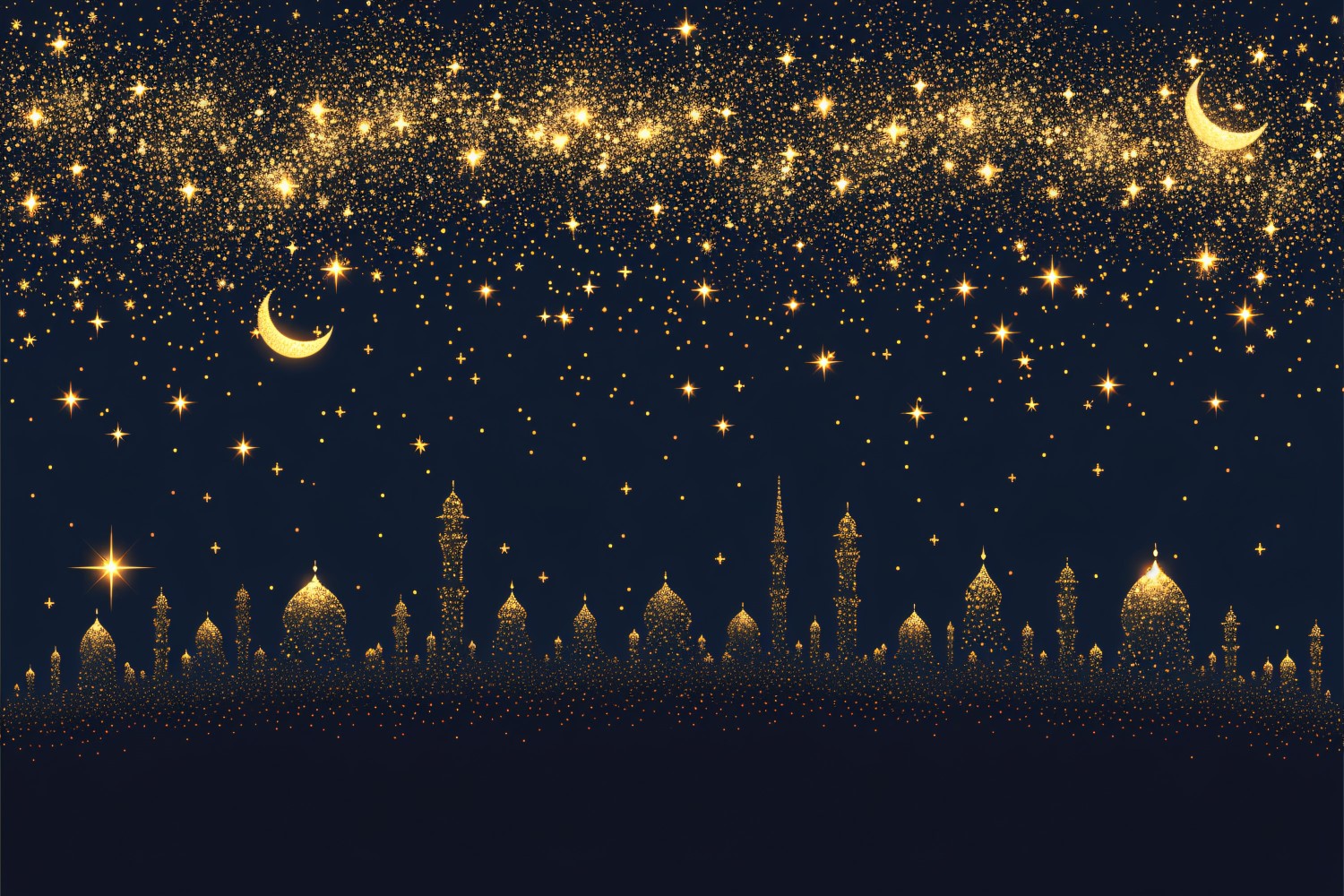 Ramadan Kareem greeting Banner design with golden colors glitter & Mosque minar