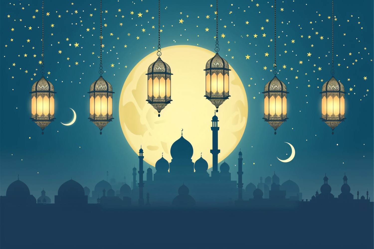 Ramadan Kareem greeting card banner design with Golden lantern moon and Mosque minar 01