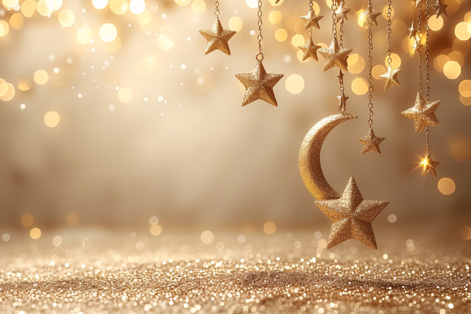 Ramadan Kareem greeting banner design with Stars & glitters