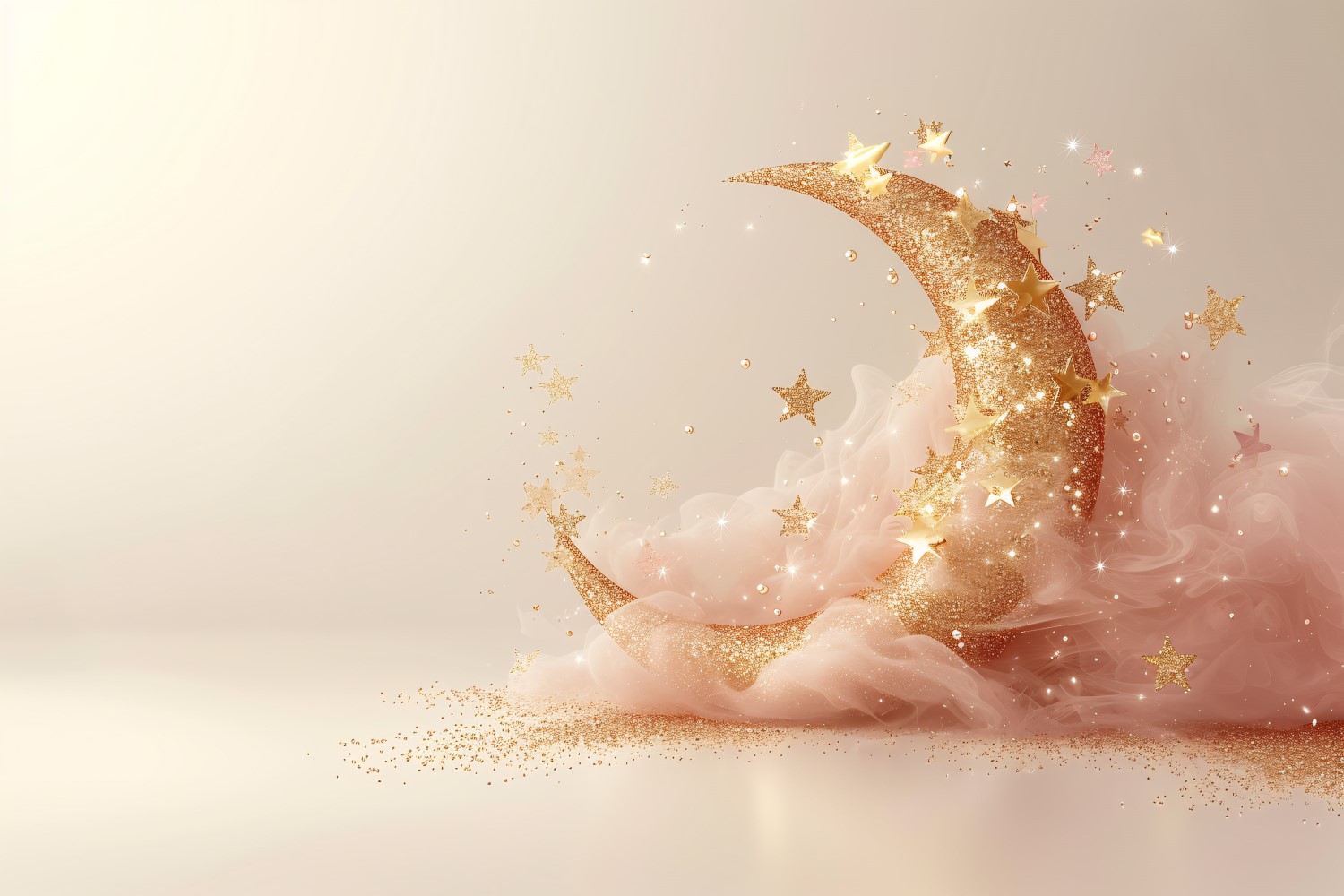 Ramadan Kareem greeting design with golden moon & stars