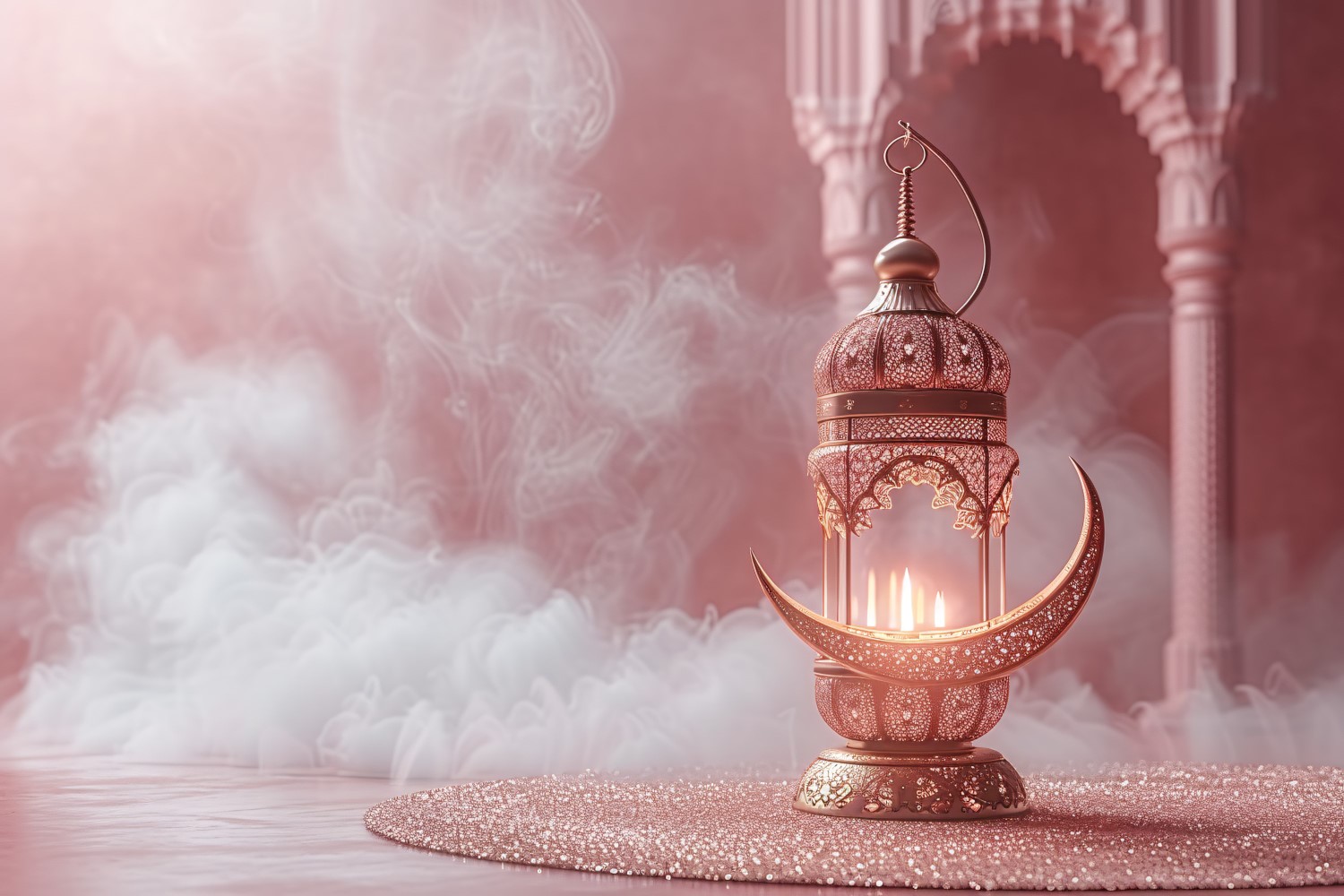 Ramadan Kareem greeting banner design with lantern & moon