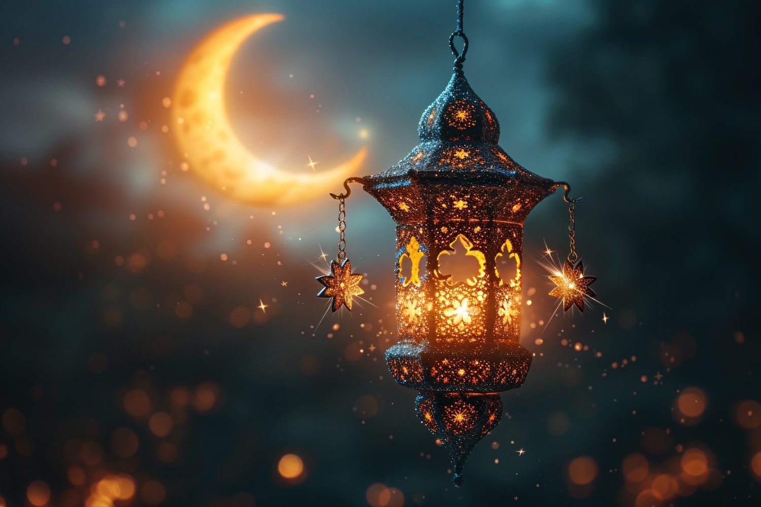 Ramadan Kareem greeting banner design with lantern & moon 01