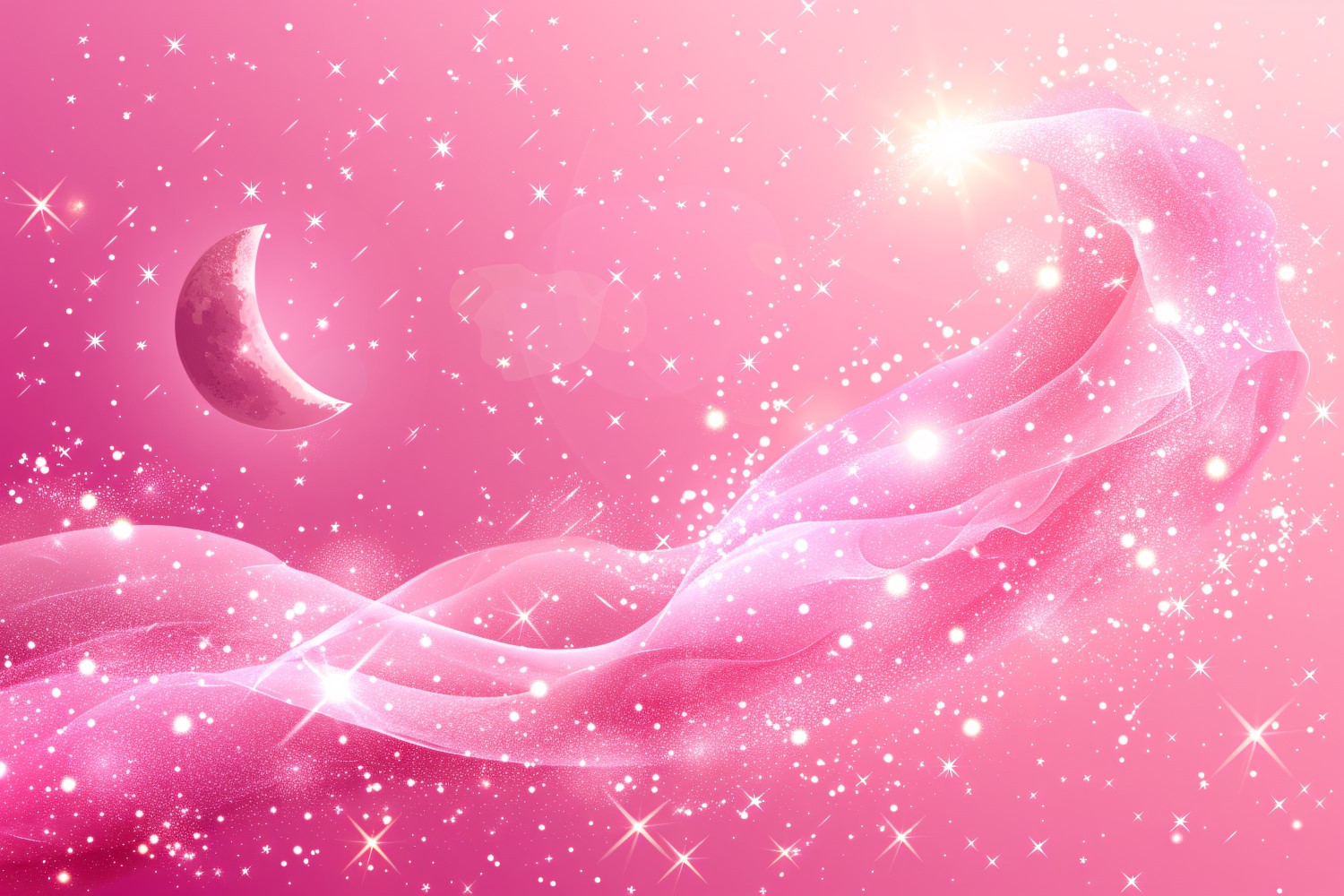 Ramadan Kareem greeting design pastel Pink moon with glitter