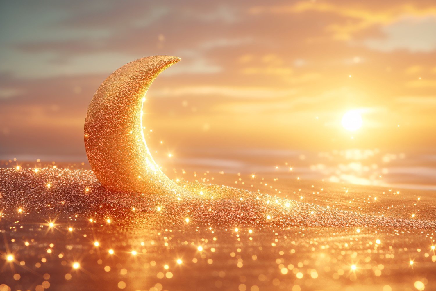 Ramadan Kareem greeting design with Golden glitter & moon