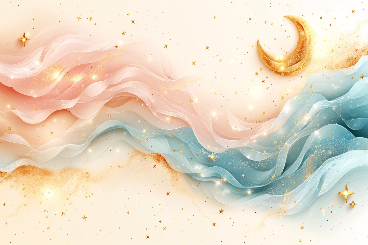 Ramadan Kareem design with pastel color & moon with glitters