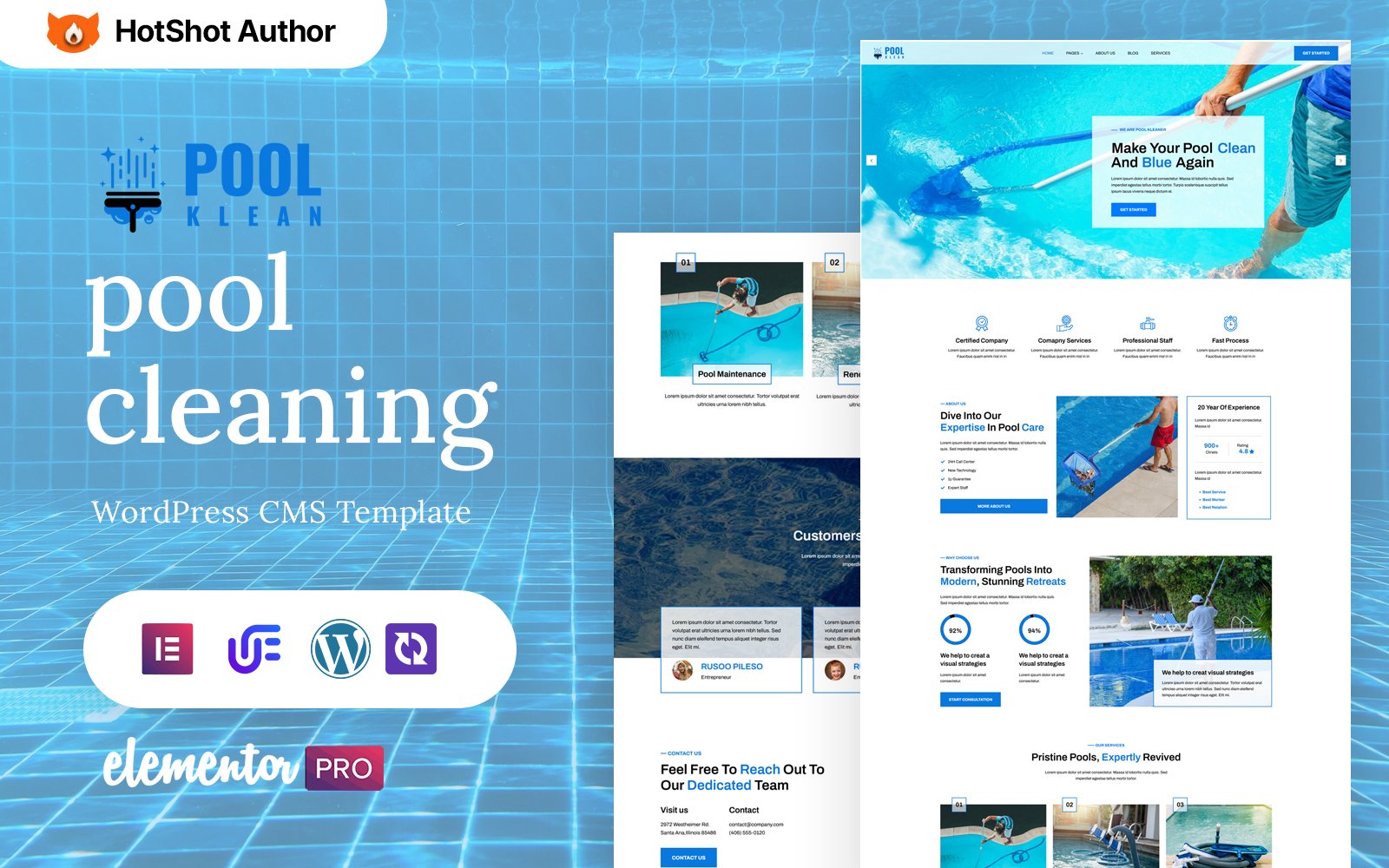 Pool Klean - Pool Cleaning And Pool Repair WordPress Elementor Theme