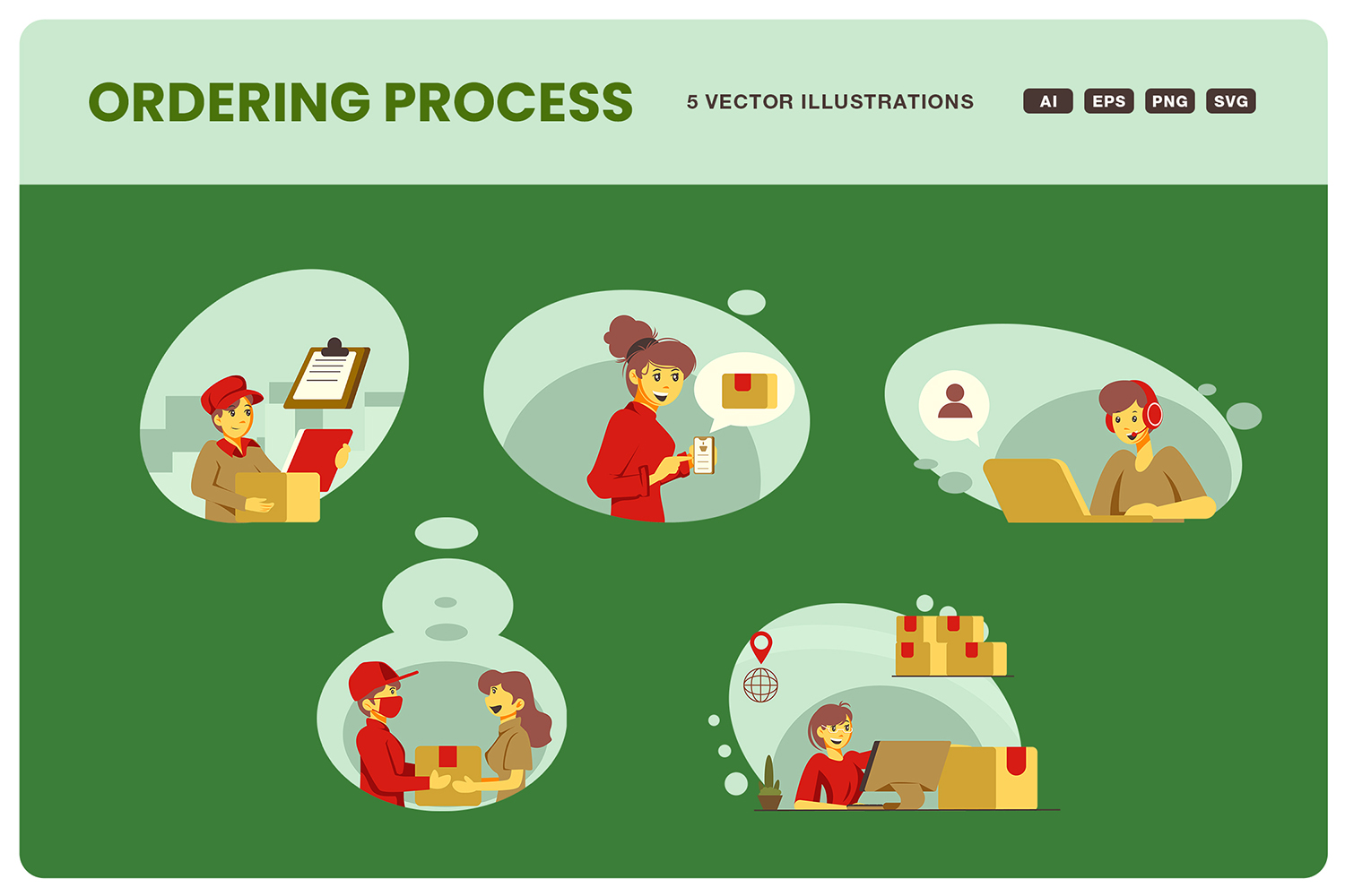 Ordering Process Illustration Set