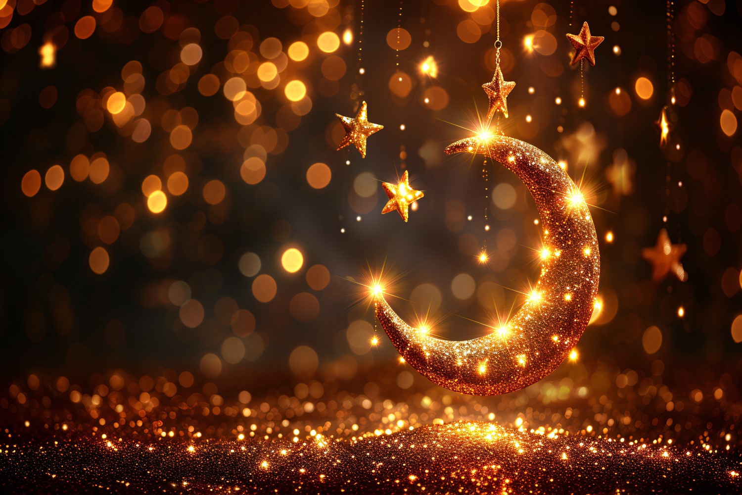 Ramadan greeting banner design with moon and star