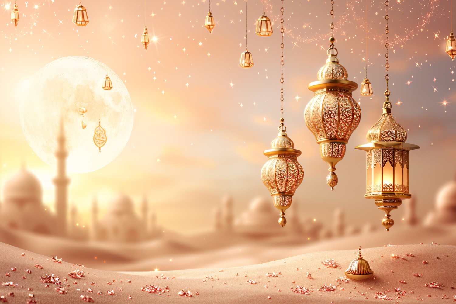 Ramadan Kareem greeting banner design with lantern & moon 03