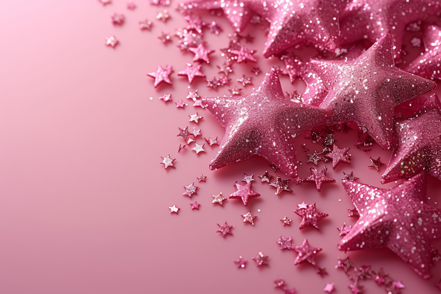 Ramadan Kareem greeting banner design with glitter star on pink background