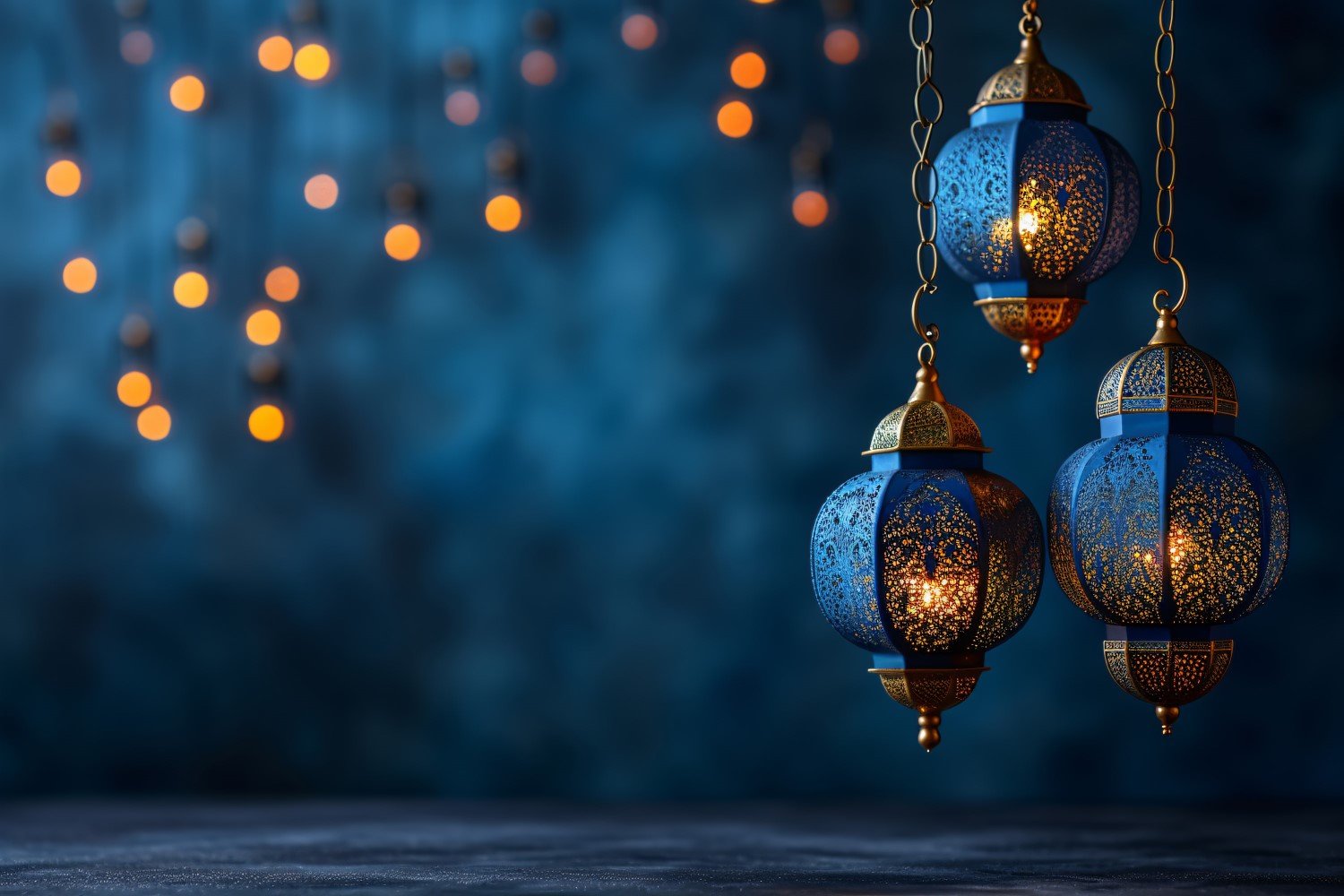 Ramadan Kareem greeting card banner poster design with lantern & bokeh 02