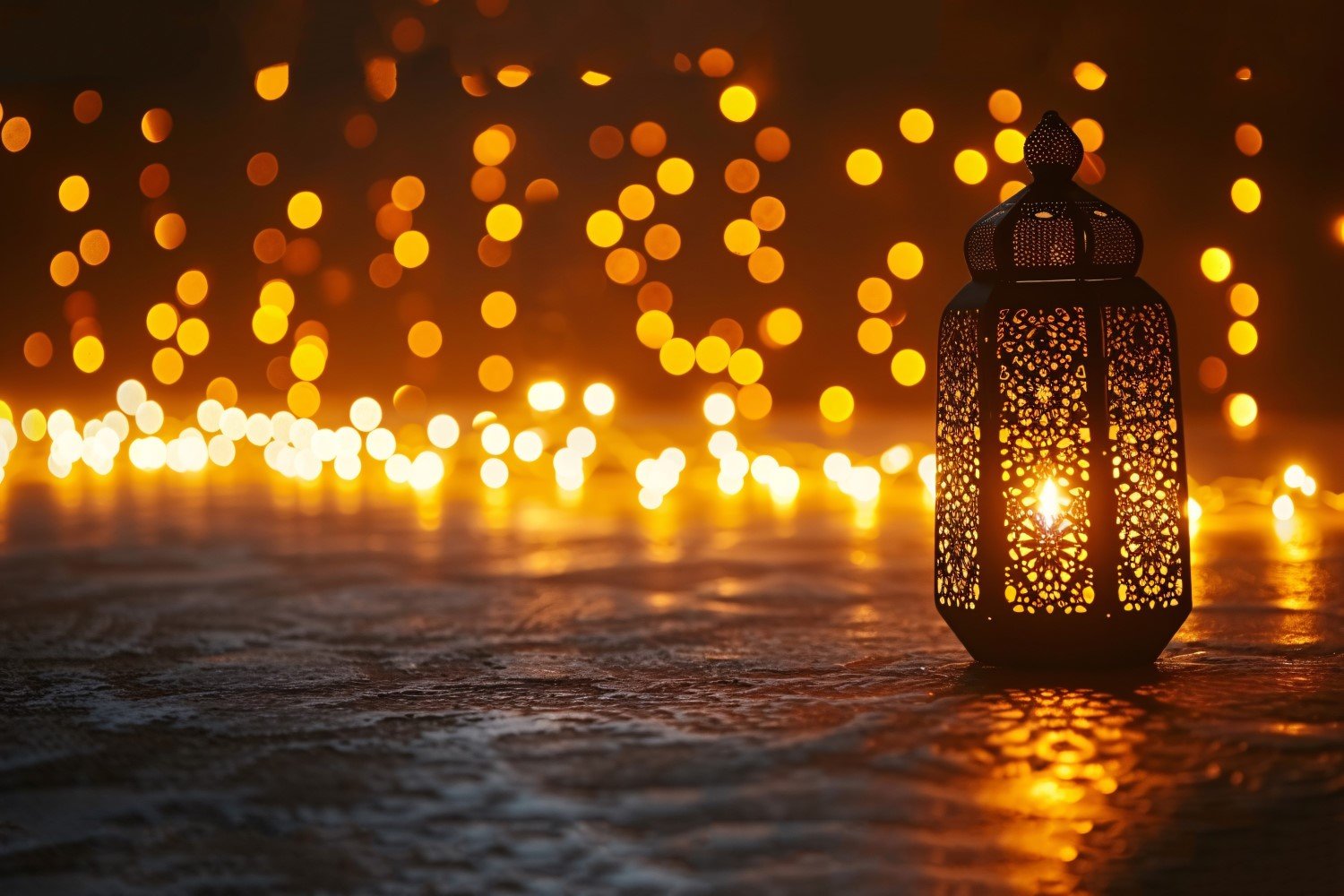 Ramadan Kareem greeting card banner poster design with lantern & bokeh 03