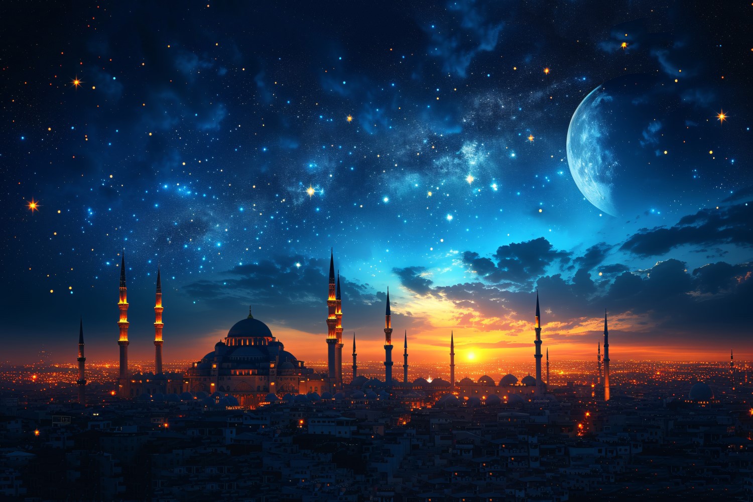 Ramadan Kareem greeting card banner poster design with mosque & moon 01