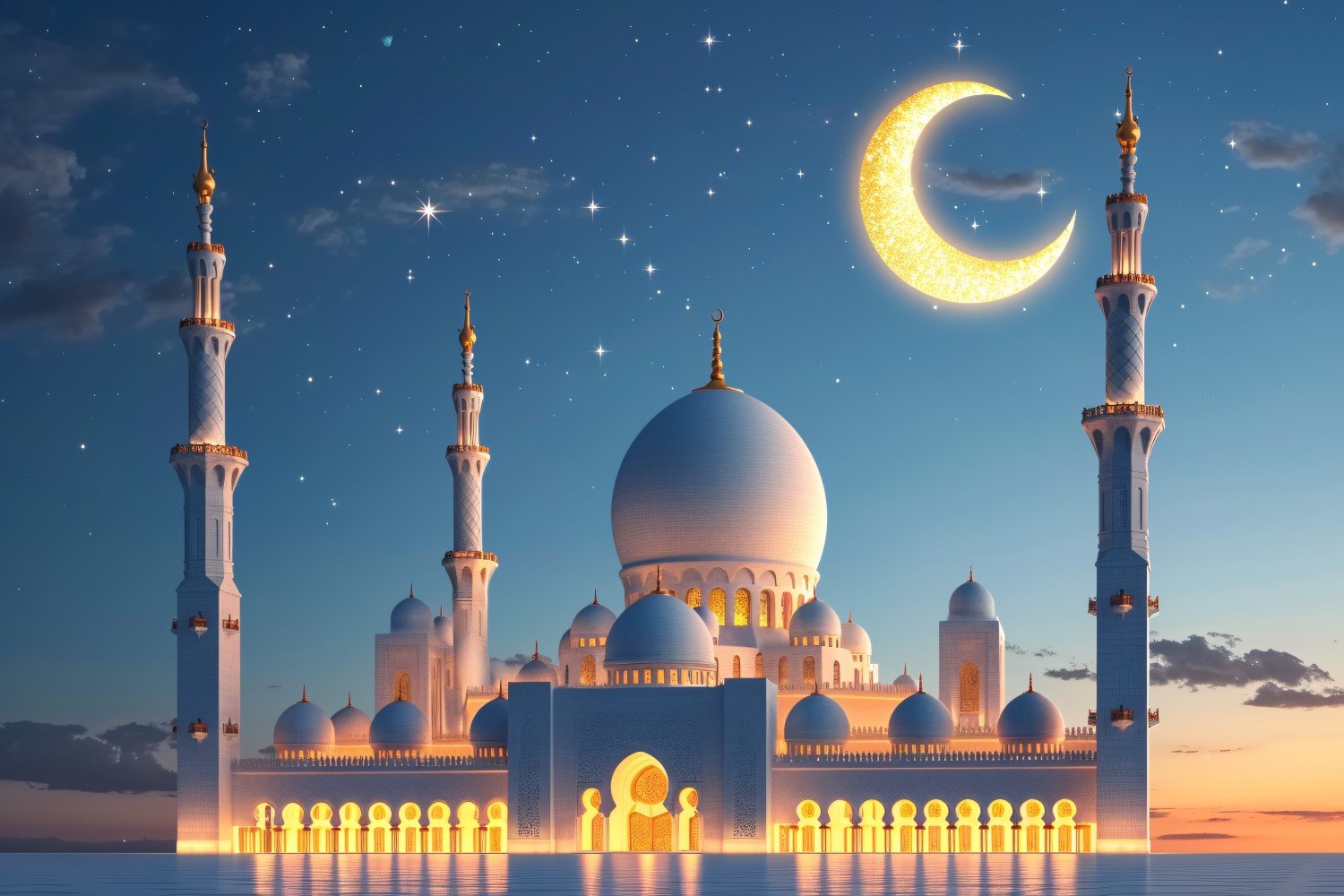 Ramadan Kareem greeting card banner poster design with mosque & moon 04