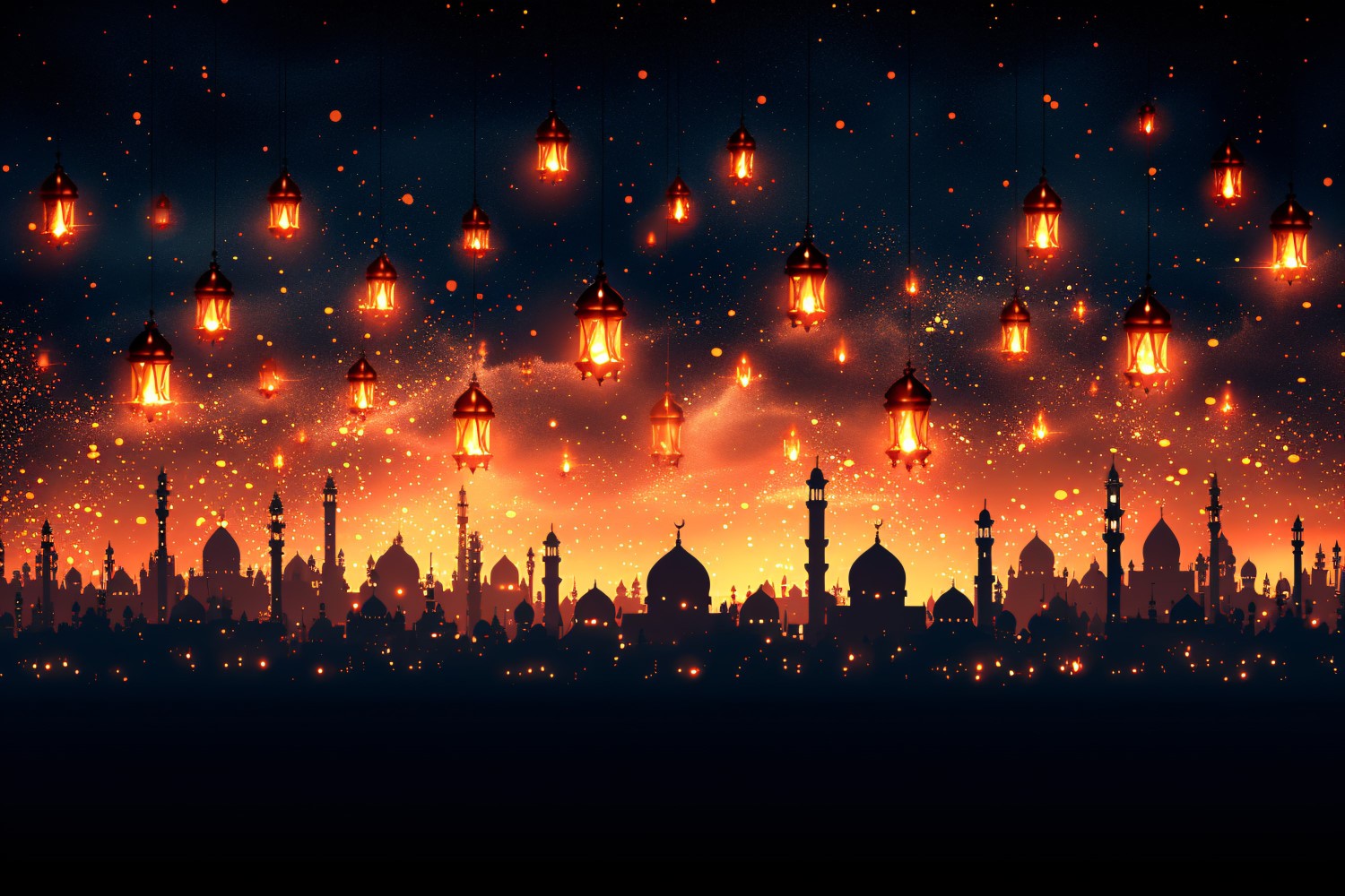 Ramadan Kareem greeting card banner poster design with lantern & mosque 03