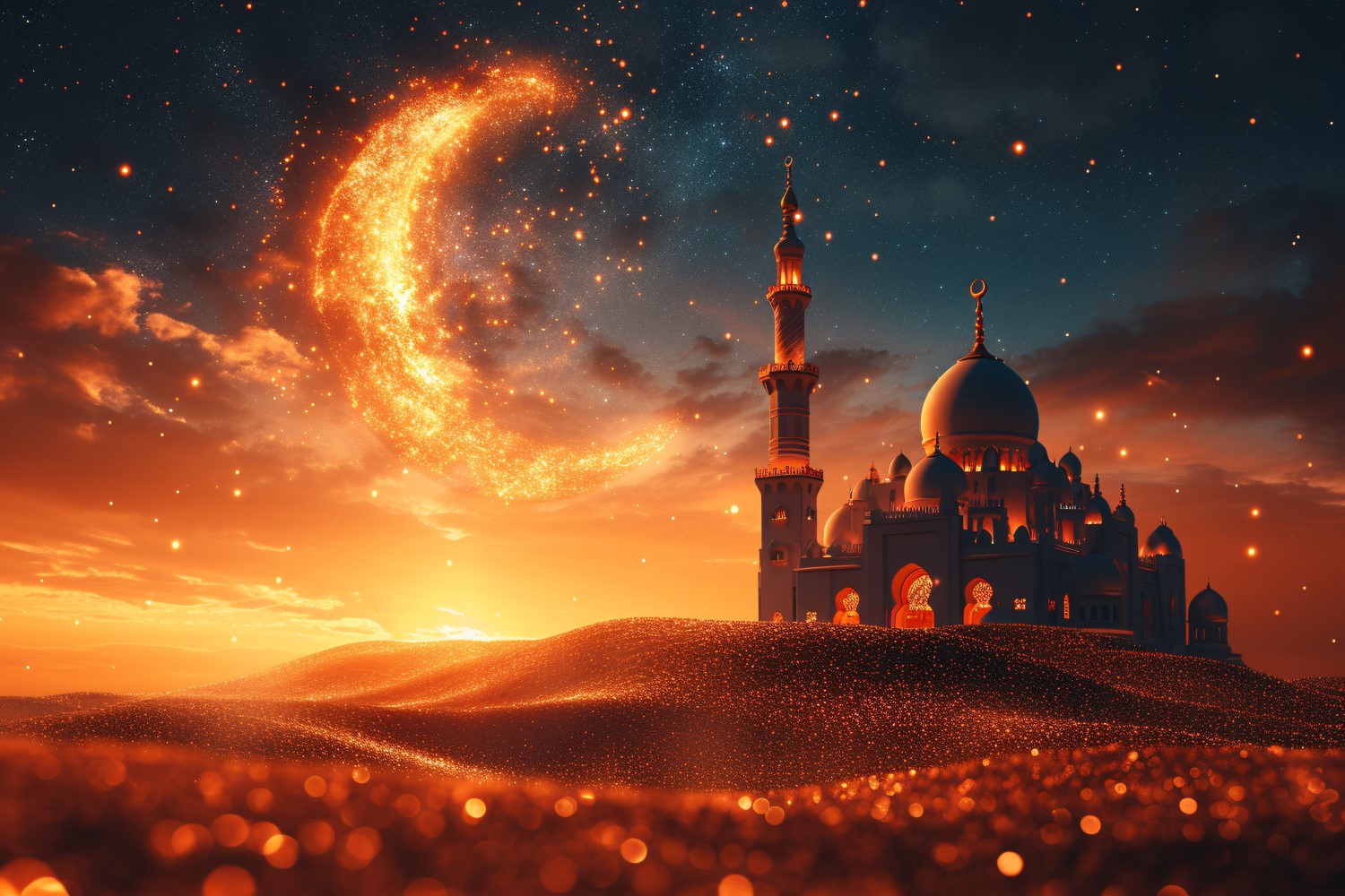 Ramadan Kareem greeting card banner poster design with moon & mosque 012
