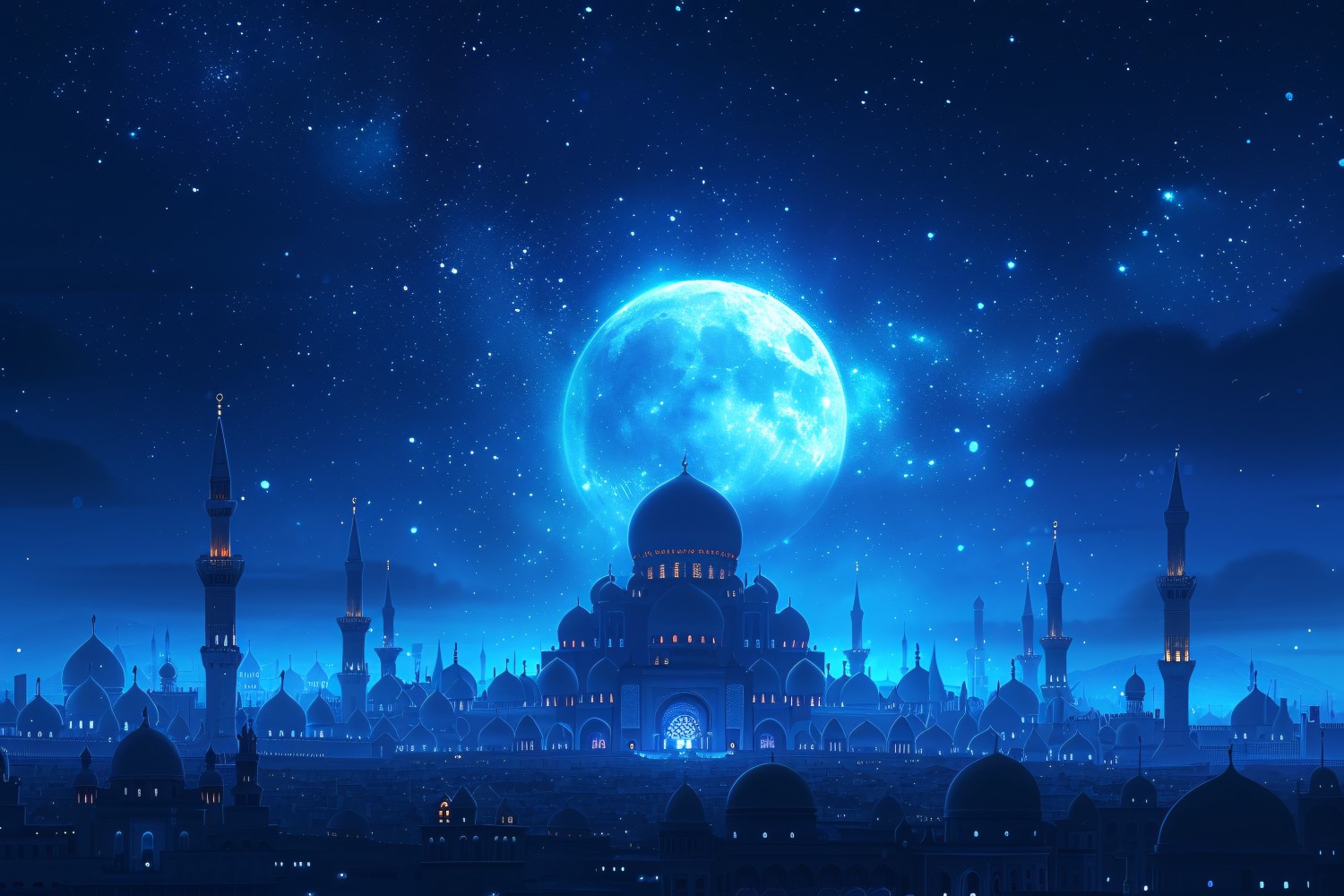Ramadan Kareem greeting card banner design with moon & mosque