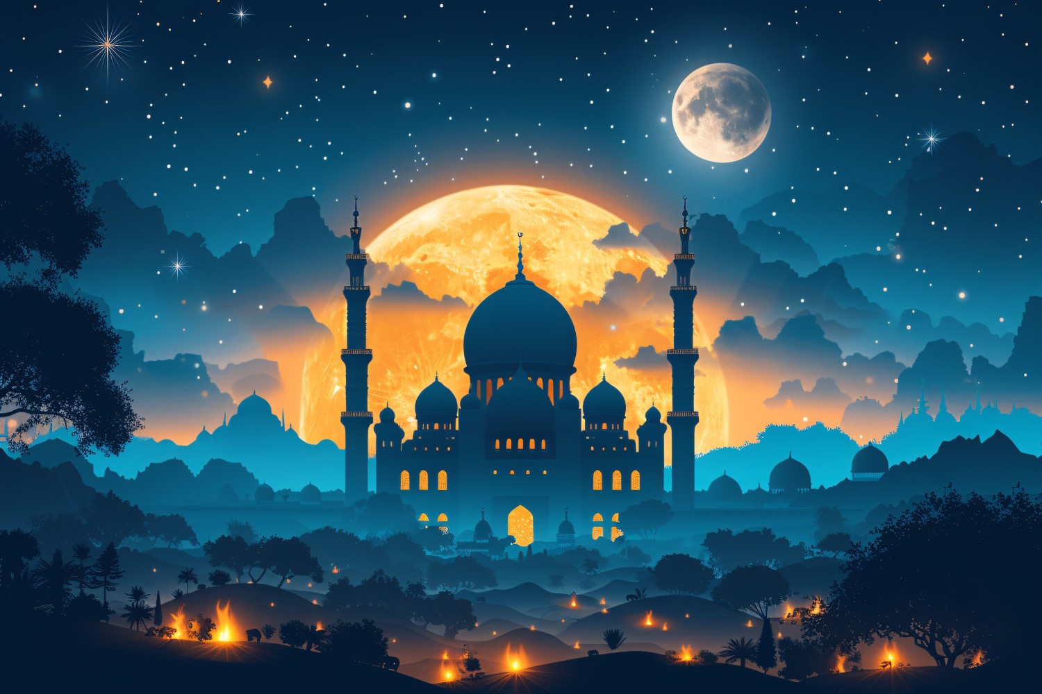 Ramadan Kareem greeting card banner design with mosque minar and moon 01