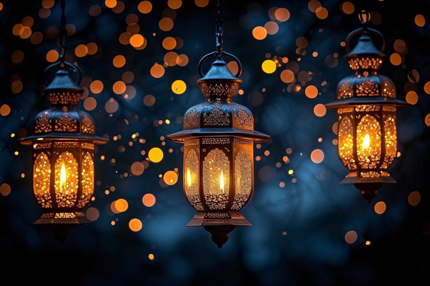 Ramadan Kareem greeting card banner design with lantern & bokeh 04