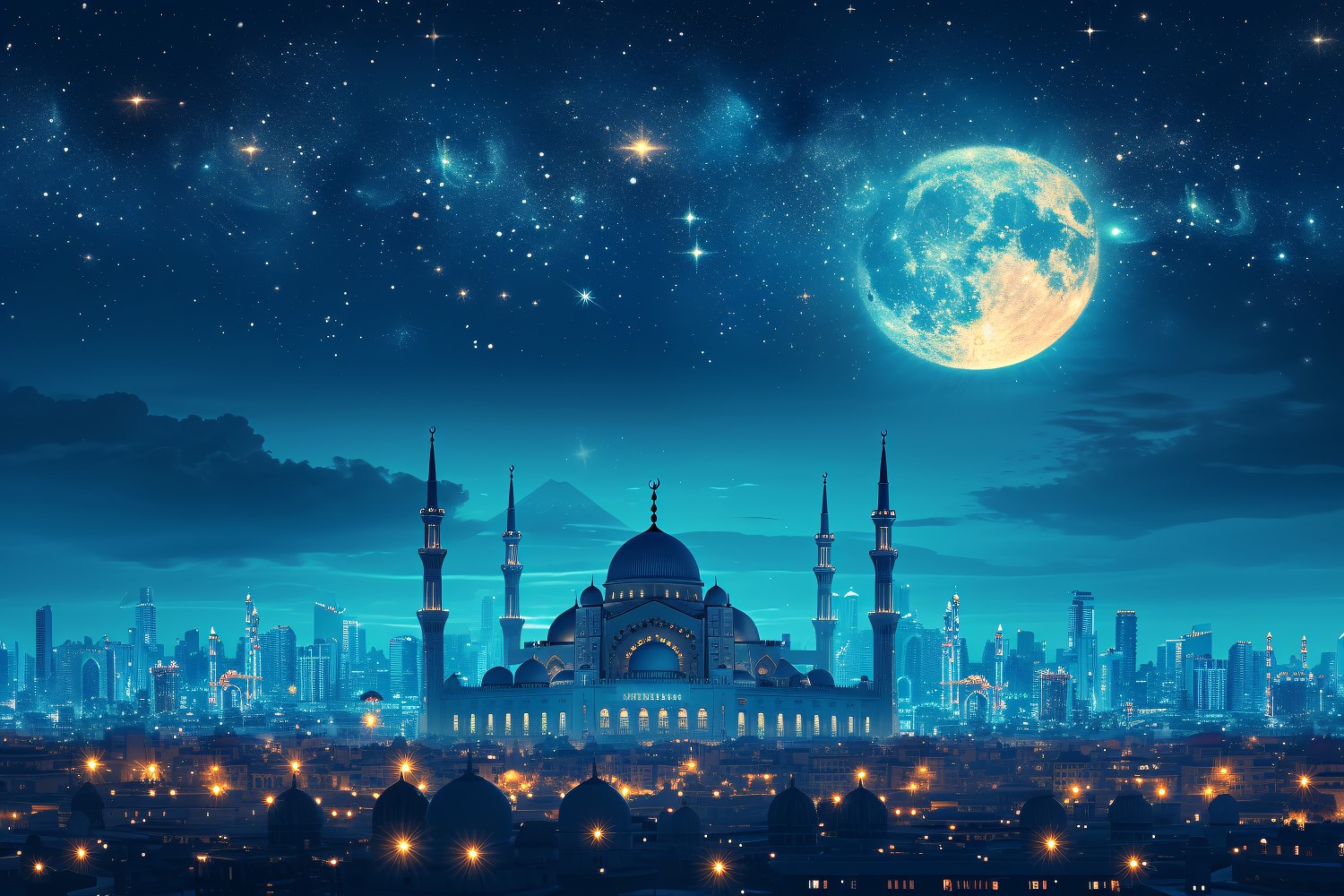 Ramadan Kareem greeting card banner design with mosque & moon 01