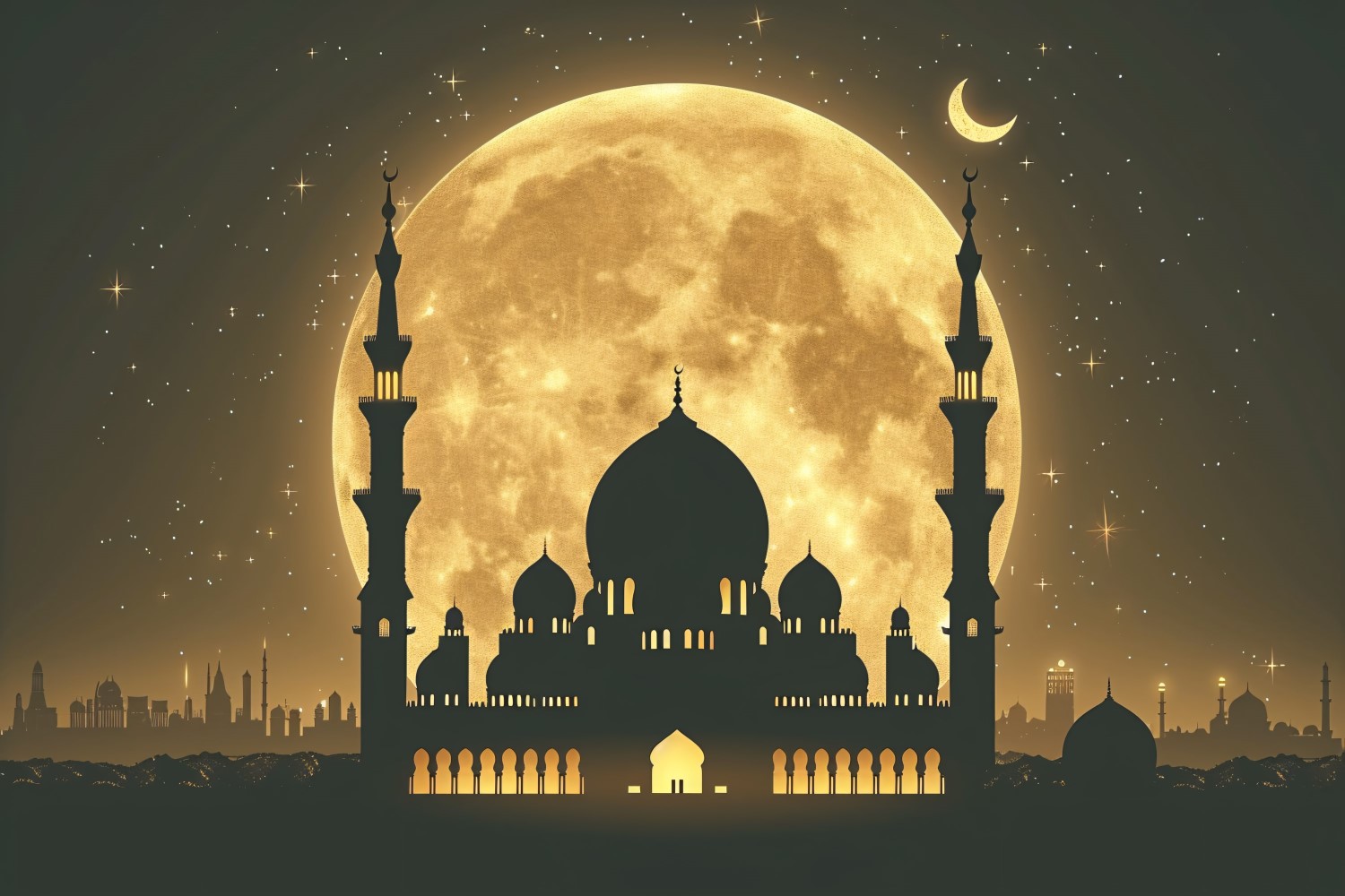 Ramadan Kareem greeting card banner design with moon & mosque 09