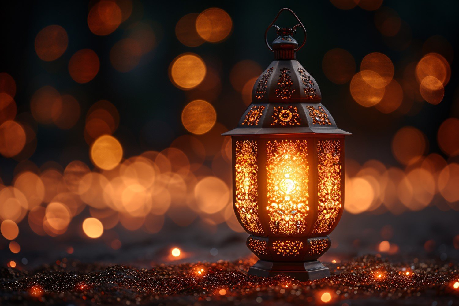 Ramadan Kareem greeting card banner design with lantern & bokeh 14