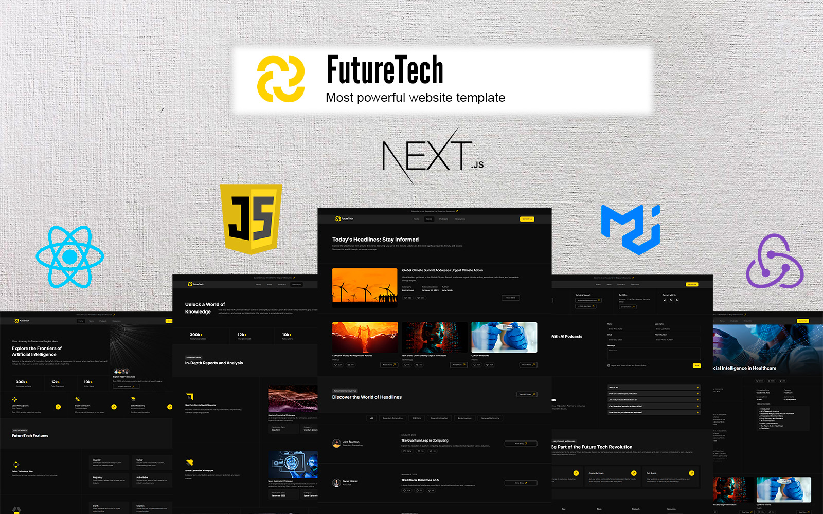 FutureTech - AI and technology, NextJS landing page template