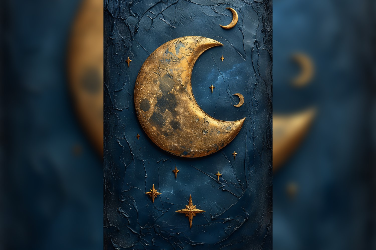 Ramadan Kareem greeting poster design with golden moon and star on the leather background 04