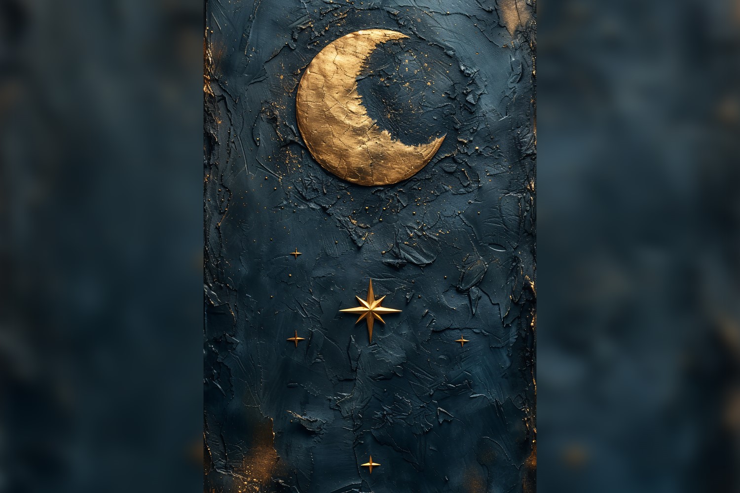 Ramadan Kareem greeting poster design with golden moon and star on the leather background 01