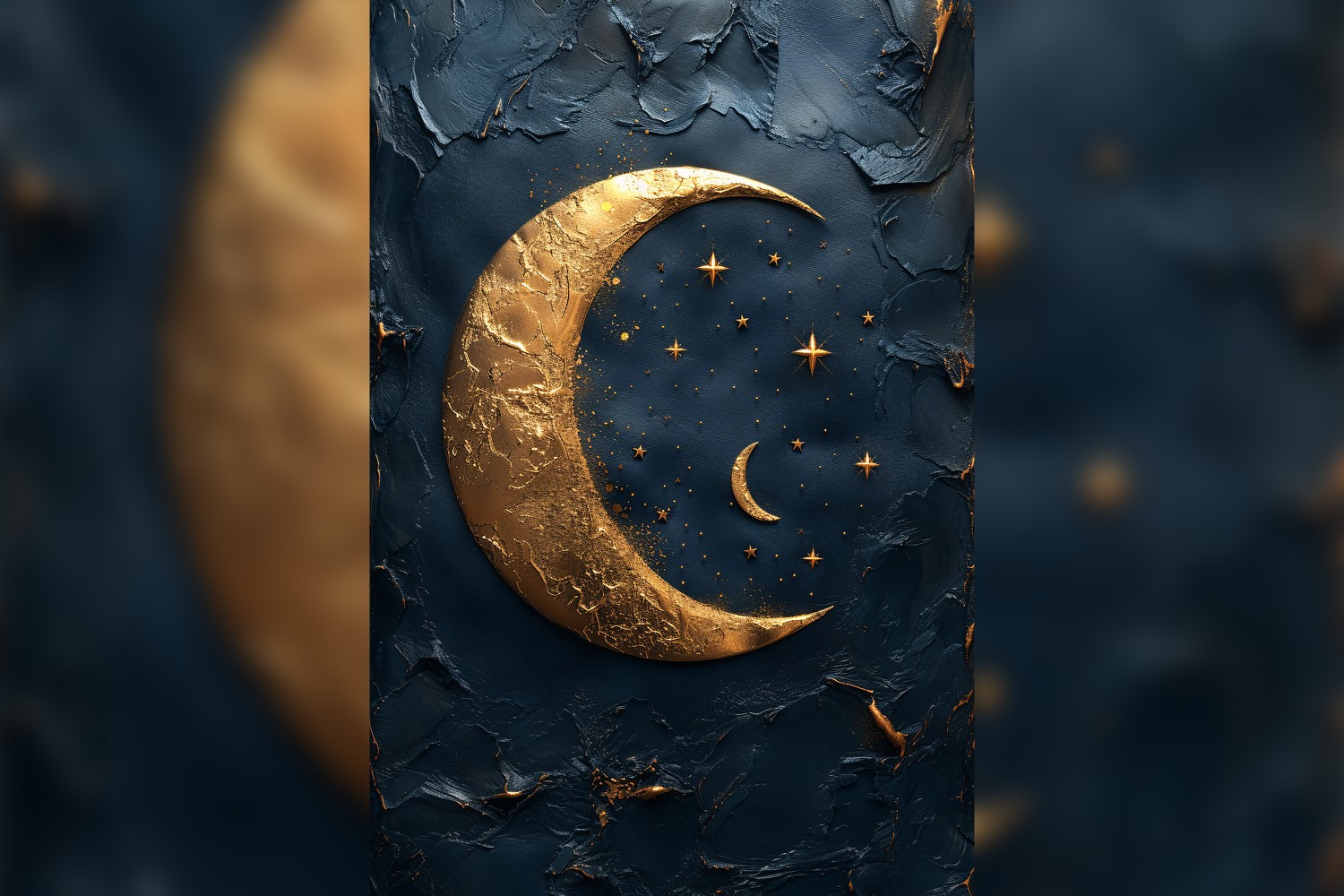 Ramadan Kareem greeting poster design with golden moon and star on the leather background 03