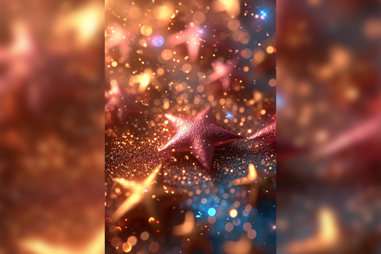 Ramadan Kareem greeting poster design with star with glitter background