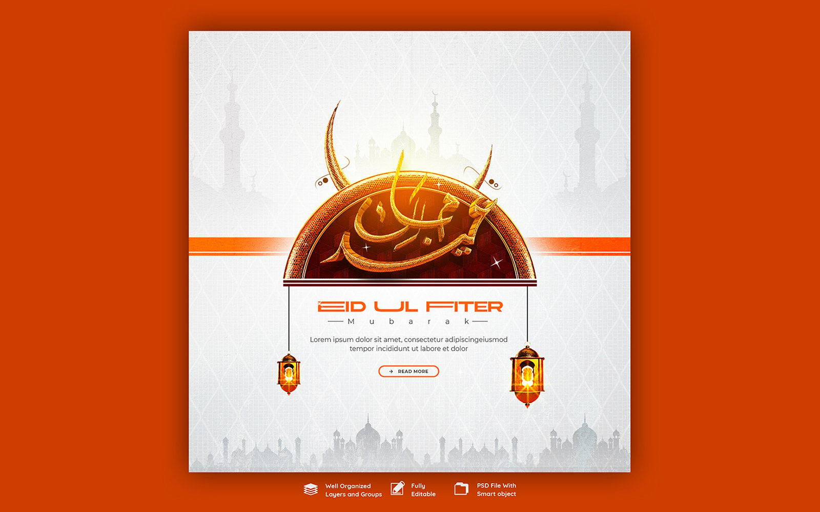 Eid Mubarak And Eid ul fitr  Social  Media  Post  Template