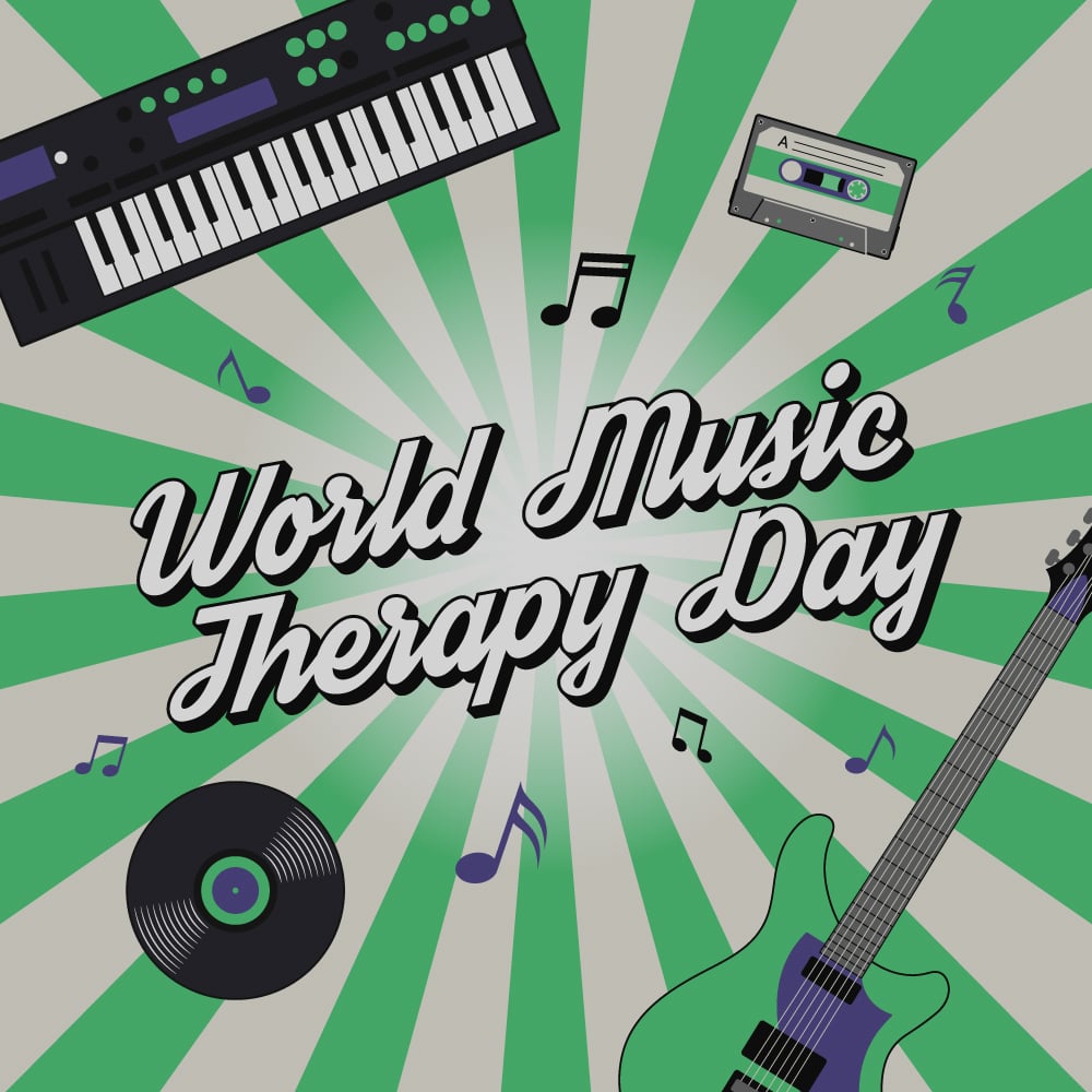 Vector retro banner for World Music Therapy Day