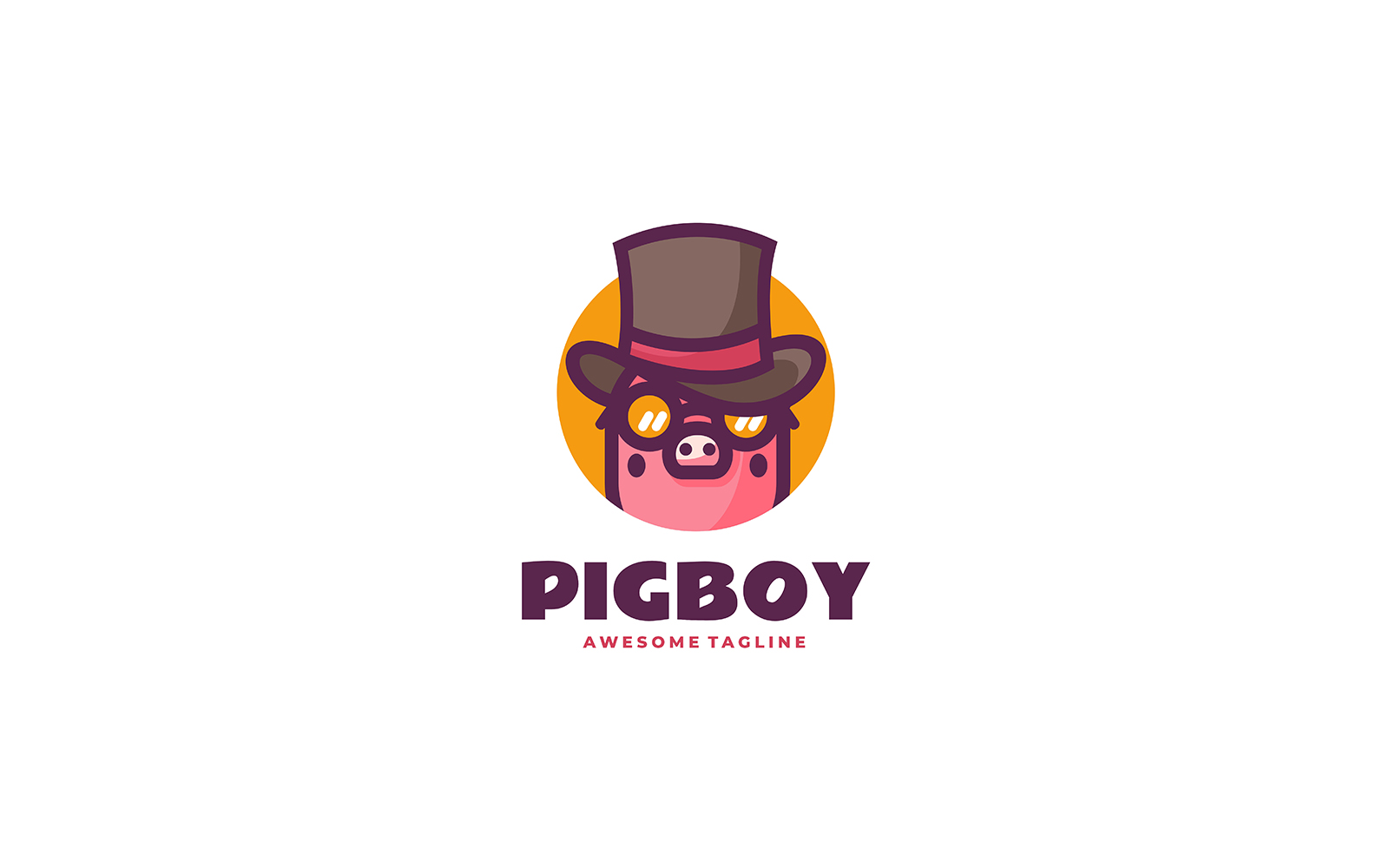 Pig Boy Mascot Cartoon Logo