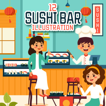 Bar Sushi Illustrations Templates 397723