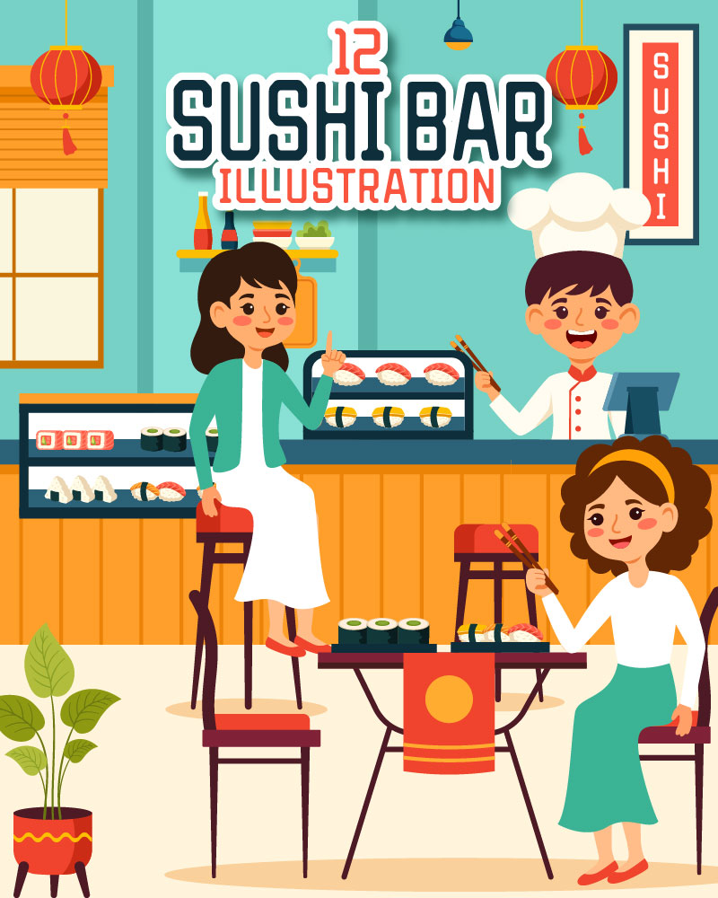 12 Sushi Bar Illustration