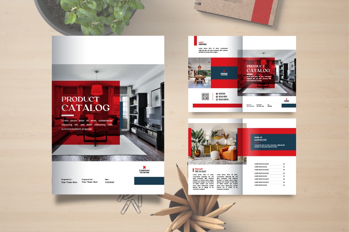 Product catalog design or product catalogue, Company product catalog portfolio template layout