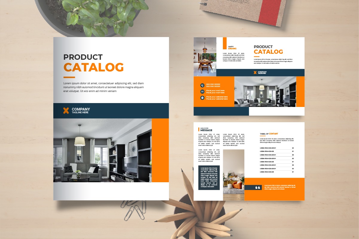 Product catalog design or product catalogue template, Company product catalog portfolio