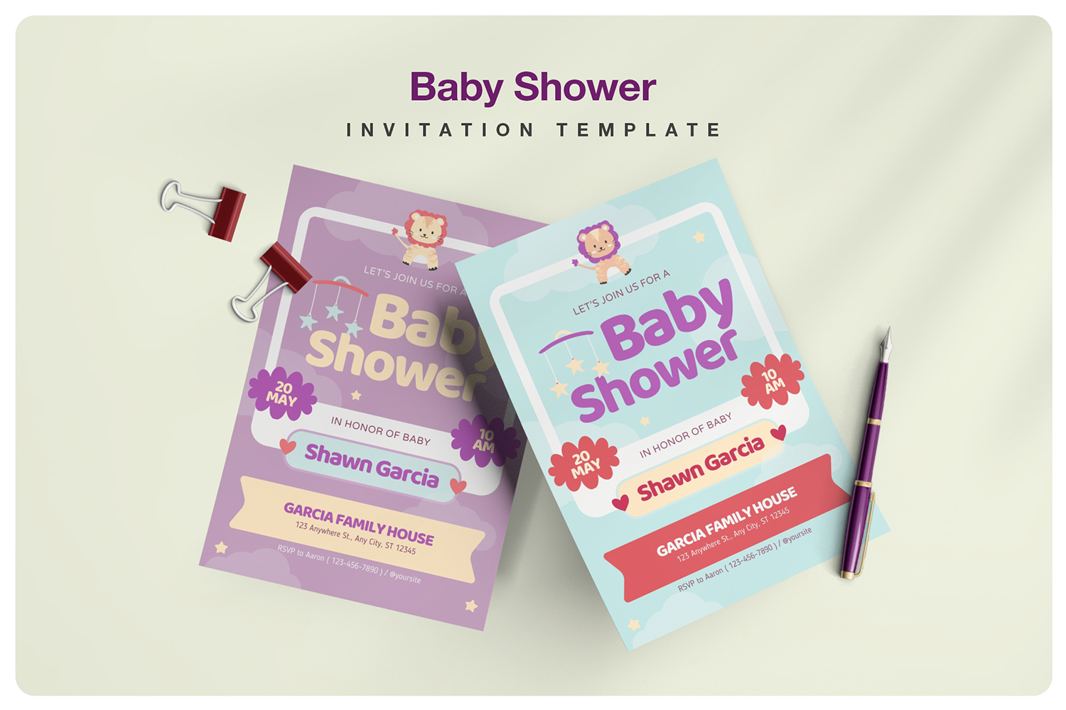Playful Baby Shower Invitation Portrait
