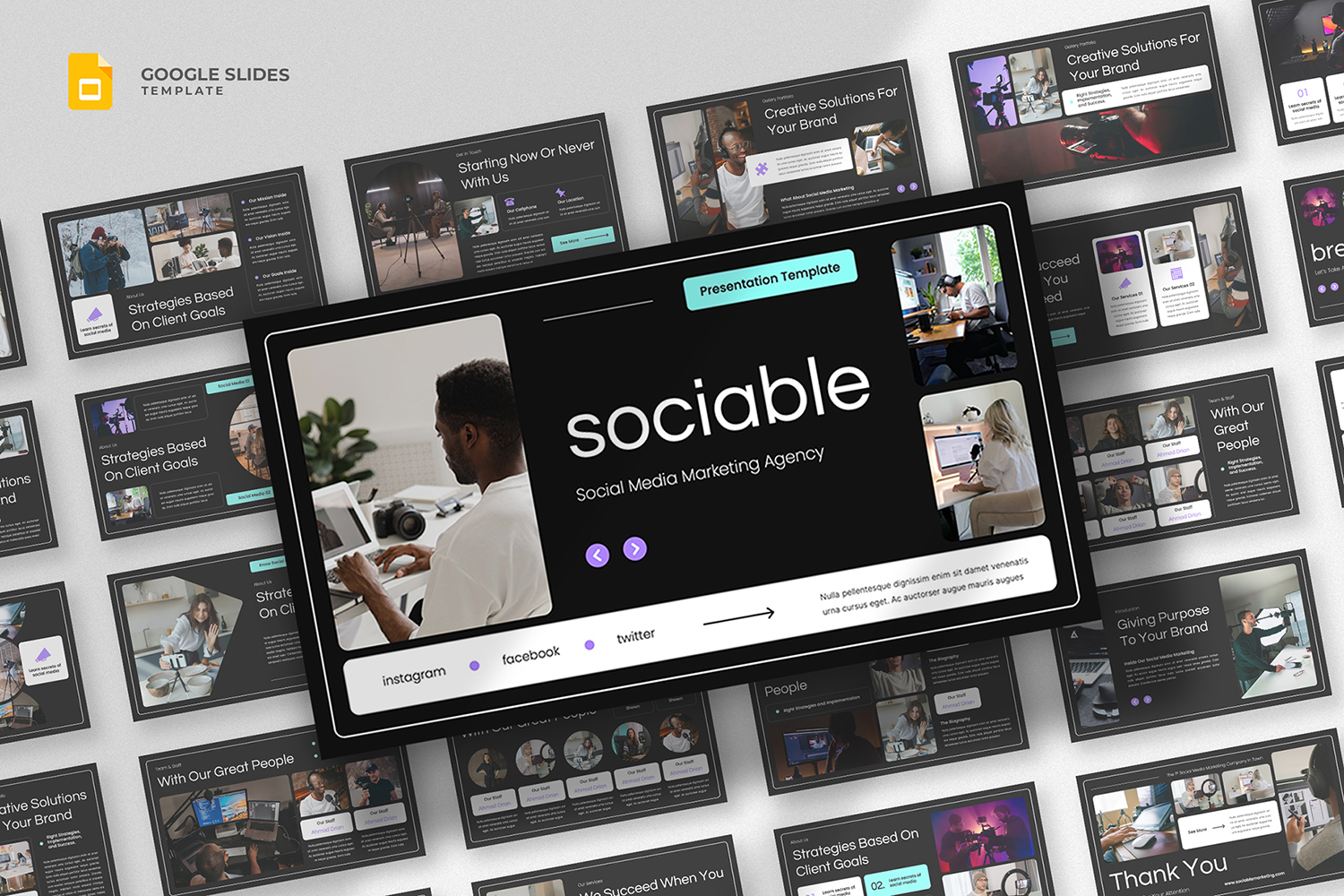 Sociable - Social Media Marketing Google Slides Template