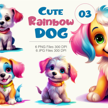 Rainbow Dog Illustrations Templates 397949
