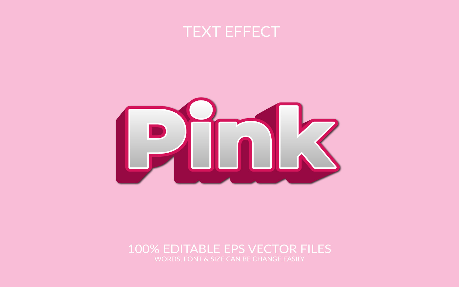 Pink vector eps changeable 3d text effect.