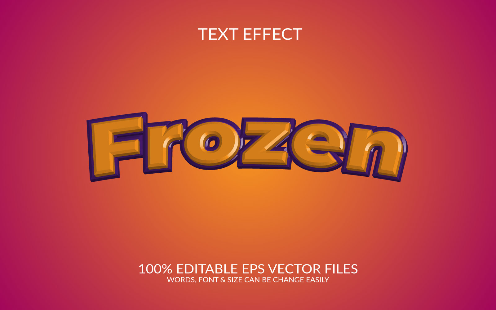 Frozen vector eps 3d text effect design.