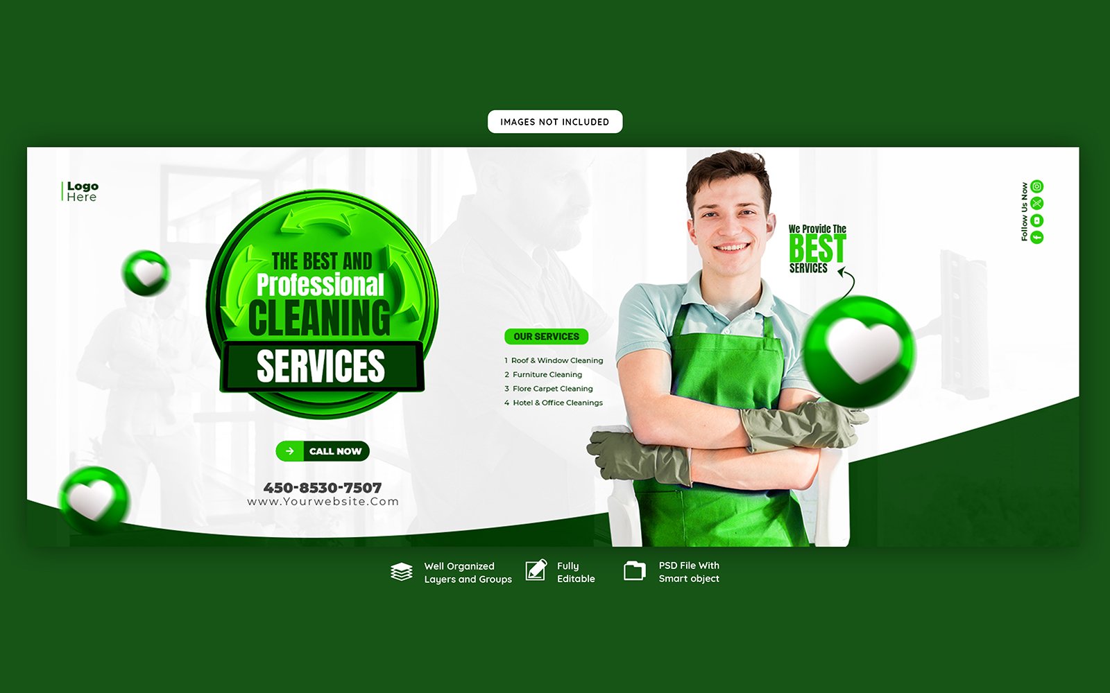 Cleaning Service Social Media Banner Cover Template
