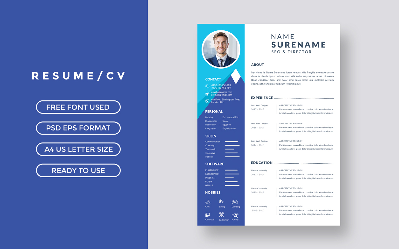 Beautiful CV / Resume template - elegant stylish layout