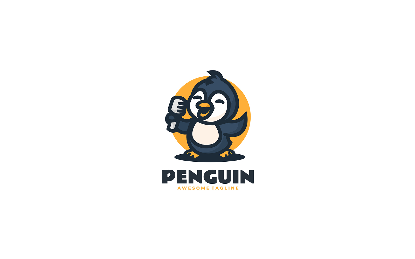 Penguin Sing Mascot Cartoon Logo