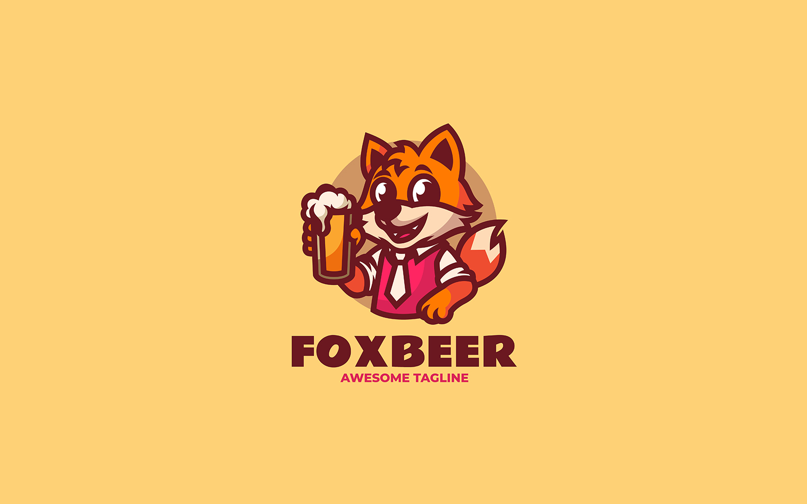 Fox Beer Mascot Cartoon Logo
