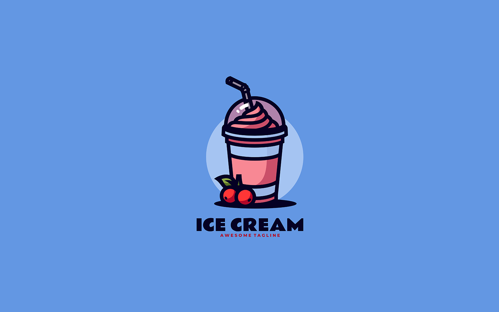 Ice Cream Cup Simple Mascot Logo