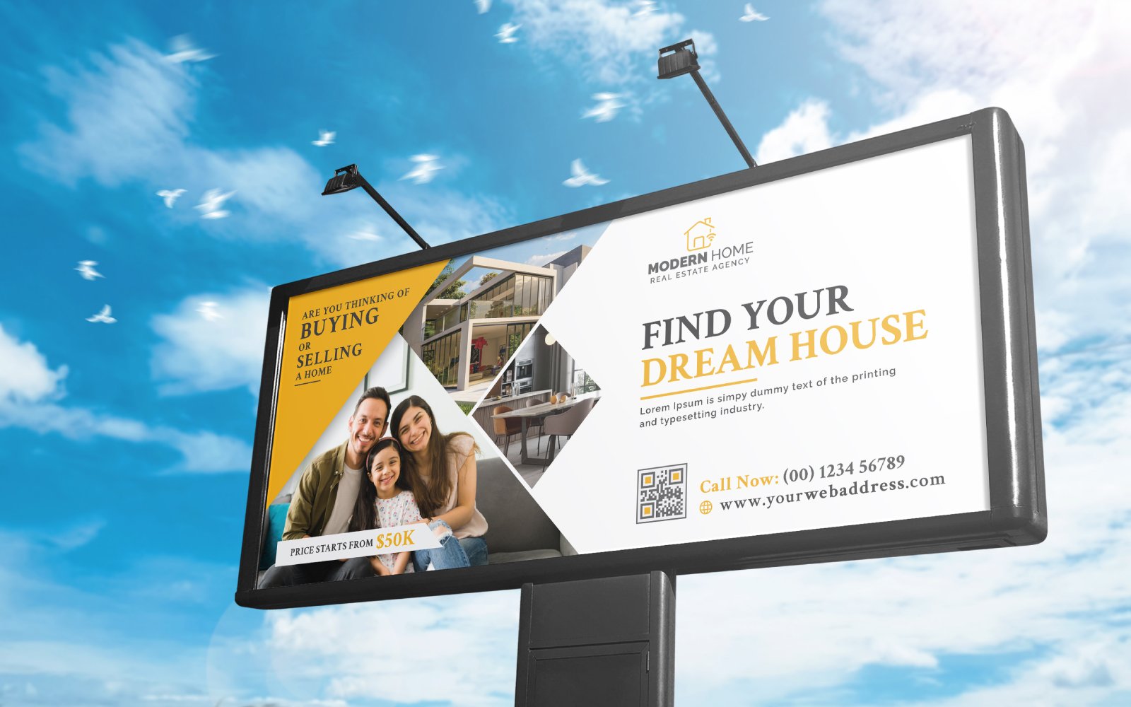 Real Estate Billboard, Creative Stylish Real Estate Billboard Design for Outdoor Advertisement